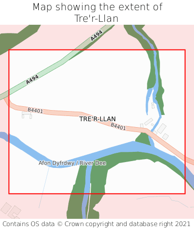 Map showing extent of Tre'r-Llan as bounding box