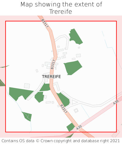 Map showing extent of Trereife as bounding box