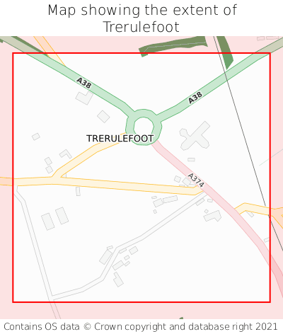 Map showing extent of Trerulefoot as bounding box