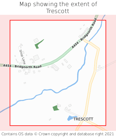 Map showing extent of Trescott as bounding box