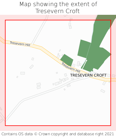 Map showing extent of Tresevern Croft as bounding box