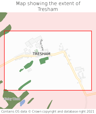 Map showing extent of Tresham as bounding box