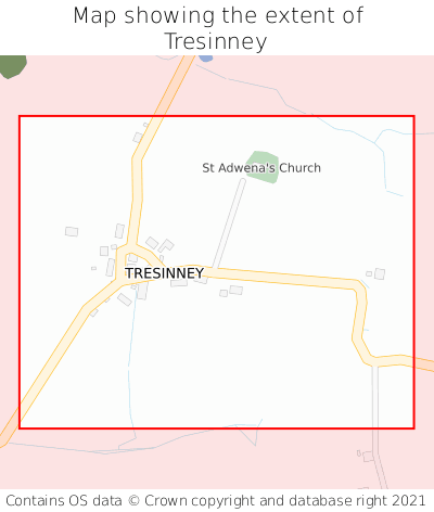 Map showing extent of Tresinney as bounding box