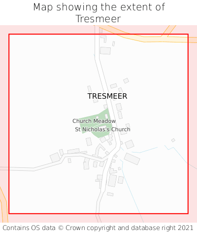 Map showing extent of Tresmeer as bounding box