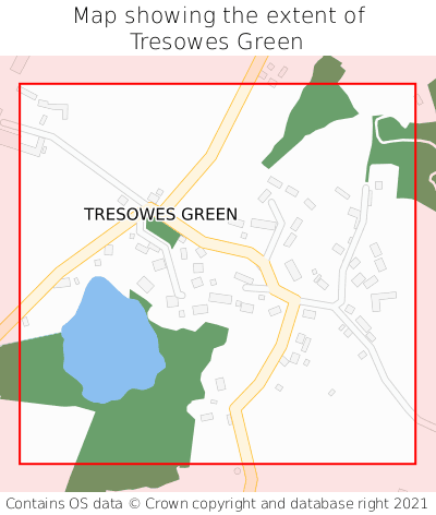 Map showing extent of Tresowes Green as bounding box