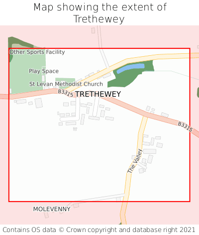 Map showing extent of Trethewey as bounding box