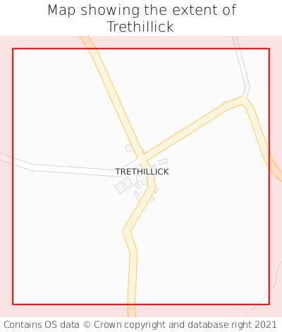 Map showing extent of Trethillick as bounding box