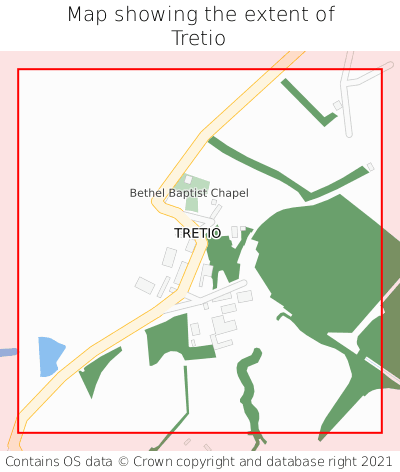 Map showing extent of Tretio as bounding box
