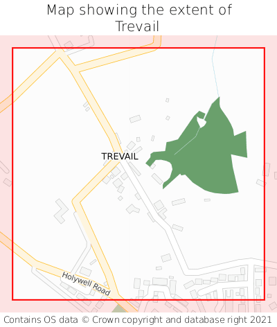 Map showing extent of Trevail as bounding box