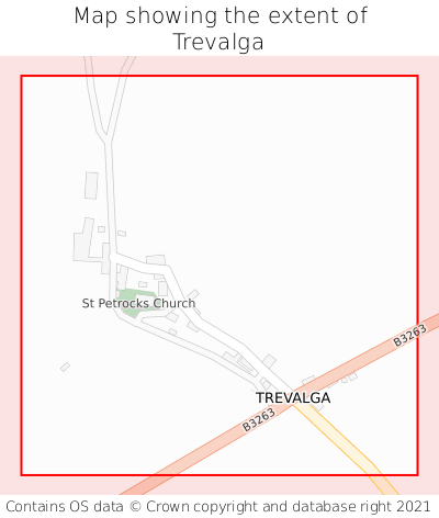 Map showing extent of Trevalga as bounding box