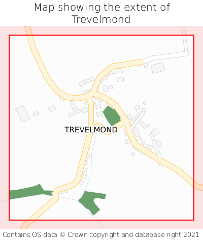 Map showing extent of Trevelmond as bounding box
