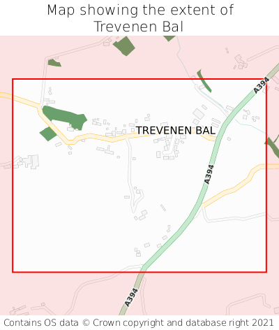 Map showing extent of Trevenen Bal as bounding box