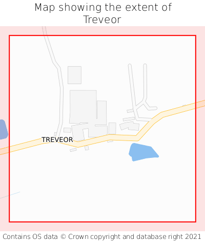 Map showing extent of Treveor as bounding box
