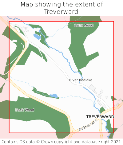 Map showing extent of Treverward as bounding box