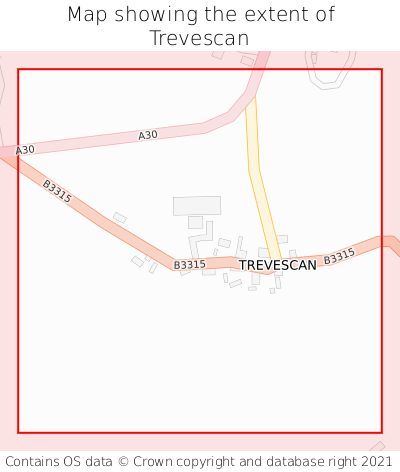 Map showing extent of Trevescan as bounding box