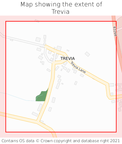 Map showing extent of Trevia as bounding box