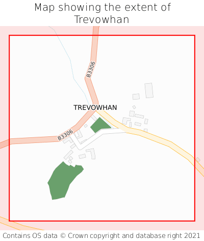Map showing extent of Trevowhan as bounding box