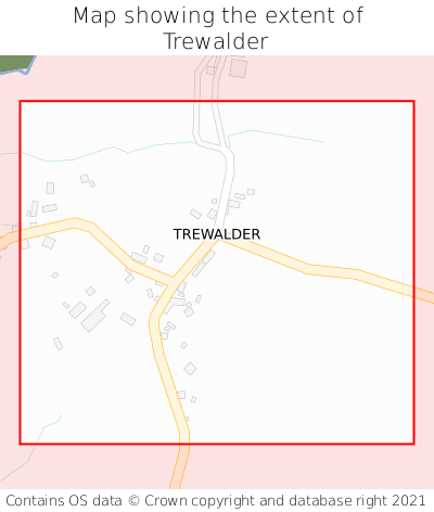 Map showing extent of Trewalder as bounding box