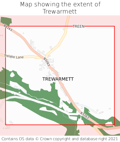 Map showing extent of Trewarmett as bounding box