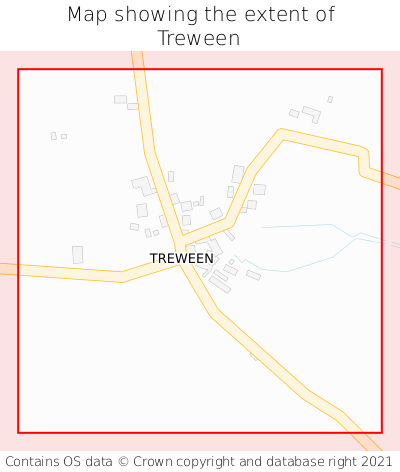 Map showing extent of Treween as bounding box