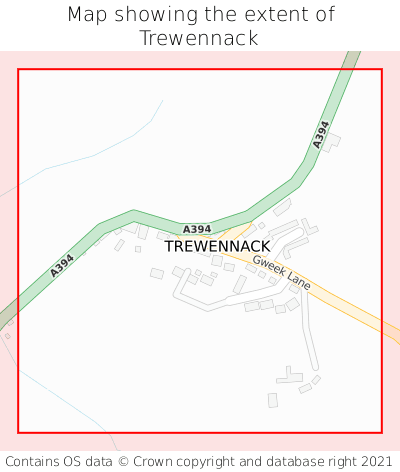 Map showing extent of Trewennack as bounding box