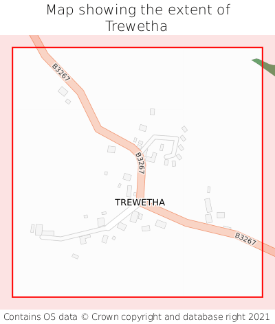 Map showing extent of Trewetha as bounding box