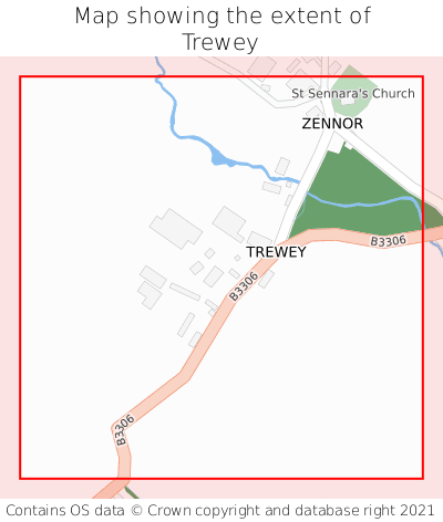 Map showing extent of Trewey as bounding box