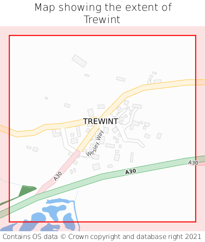 Map showing extent of Trewint as bounding box