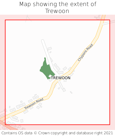 Map showing extent of Trewoon as bounding box