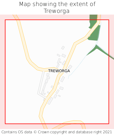 Map showing extent of Treworga as bounding box
