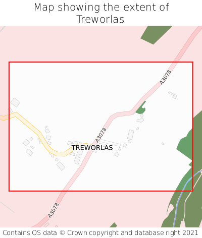 Map showing extent of Treworlas as bounding box