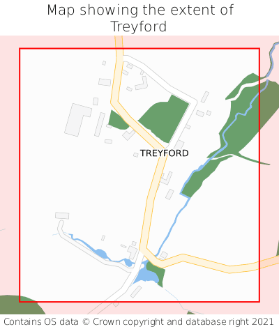 Map showing extent of Treyford as bounding box