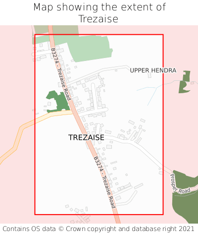 Map showing extent of Trezaise as bounding box