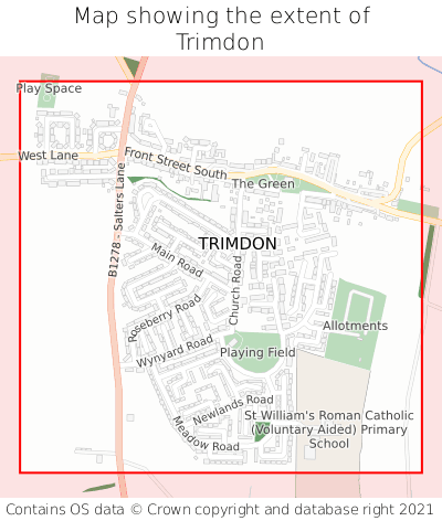 Map showing extent of Trimdon as bounding box