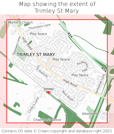 Map showing extent of Trimley St Mary as bounding box