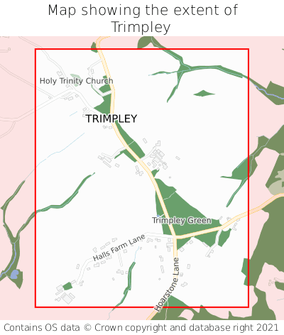 Map showing extent of Trimpley as bounding box