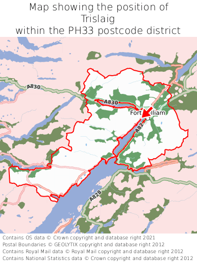 Map showing location of Trislaig within PH33