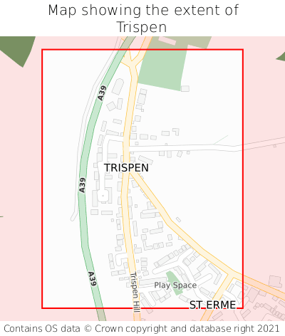 Map showing extent of Trispen as bounding box