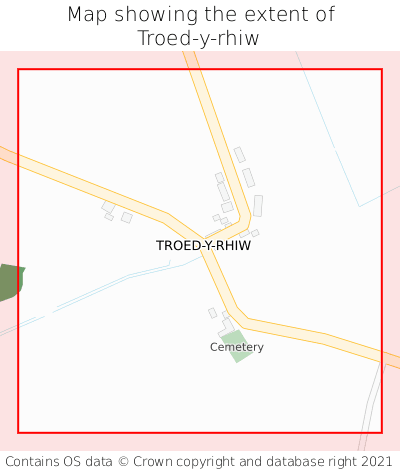 Map showing extent of Troed-y-rhiw as bounding box