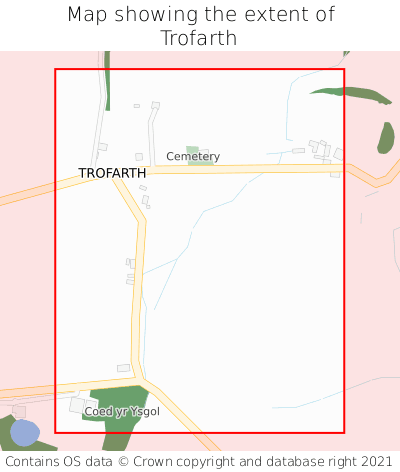 Map showing extent of Trofarth as bounding box