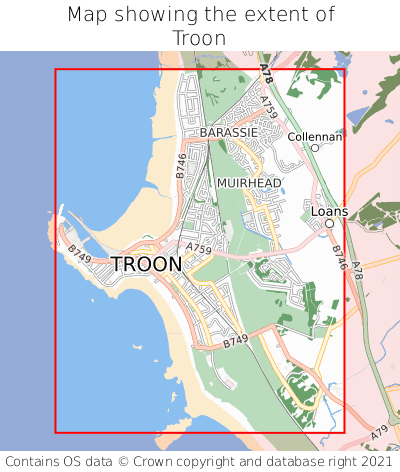 Map showing extent of Troon as bounding box