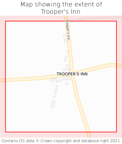 Map showing extent of Trooper's Inn as bounding box