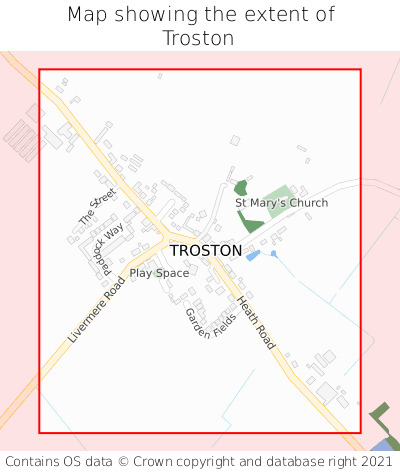 Map showing extent of Troston as bounding box