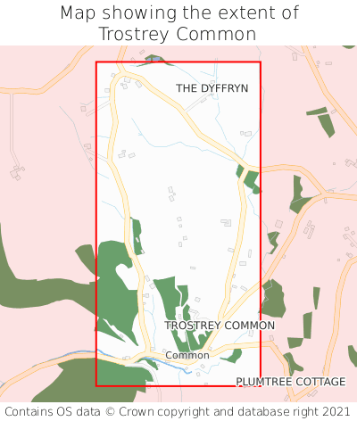 Map showing extent of Trostrey Common as bounding box