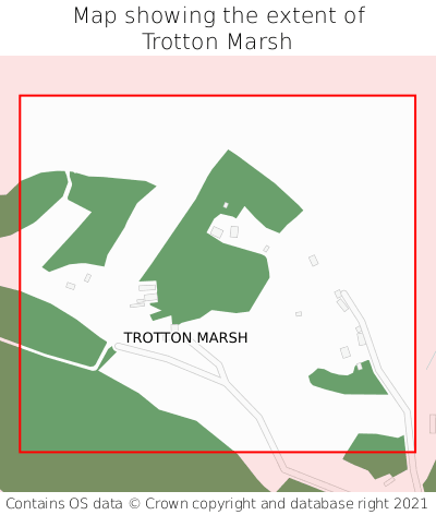 Map showing extent of Trotton Marsh as bounding box
