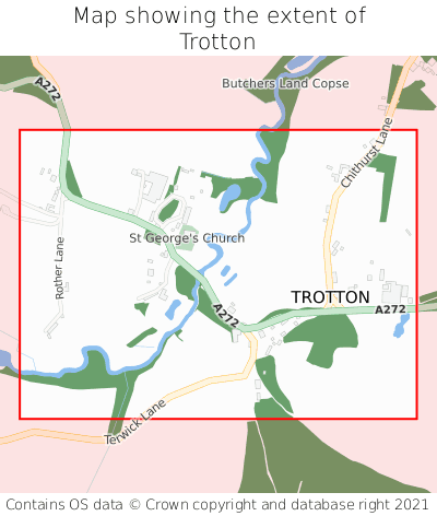 Map showing extent of Trotton as bounding box