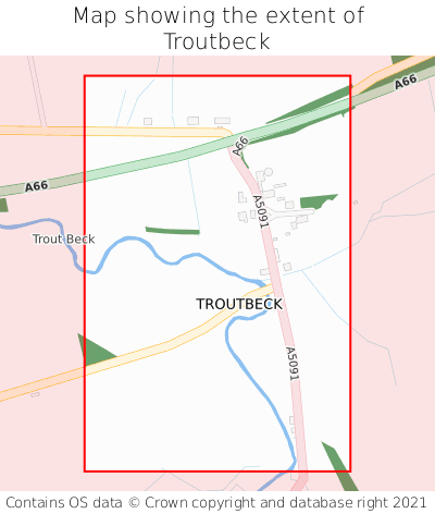 Map showing extent of Troutbeck as bounding box