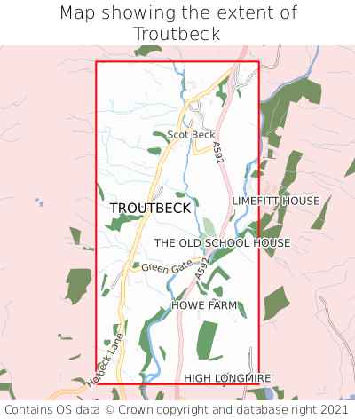 Map showing extent of Troutbeck as bounding box