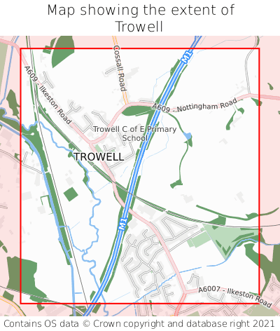 Map showing extent of Trowell as bounding box