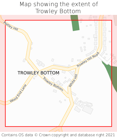 Map showing extent of Trowley Bottom as bounding box